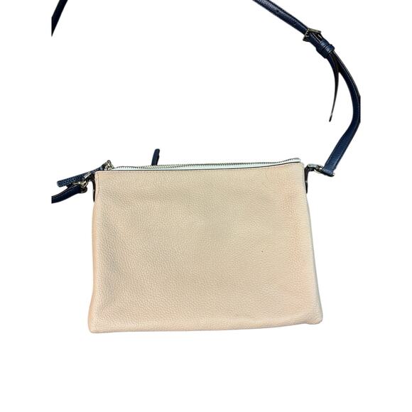 Kate Spade Polly Medium Crossbody Bag Pebbled Leather Blush White Navy Strap - Picture 9 of 11